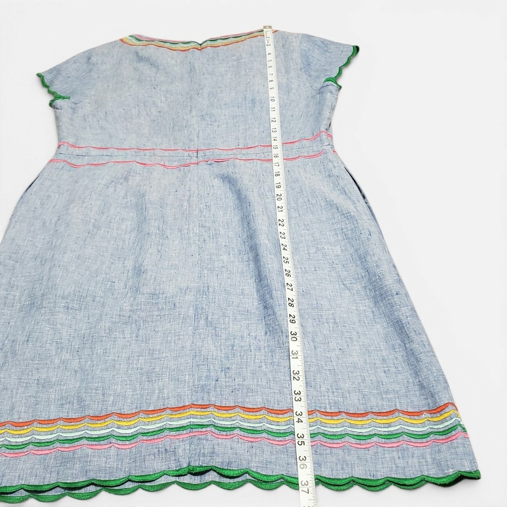 Boden Laura Linen Embroidered Shift Dress Chambray Blue Rainbow Multicolor 10R - Picture 13 of 13